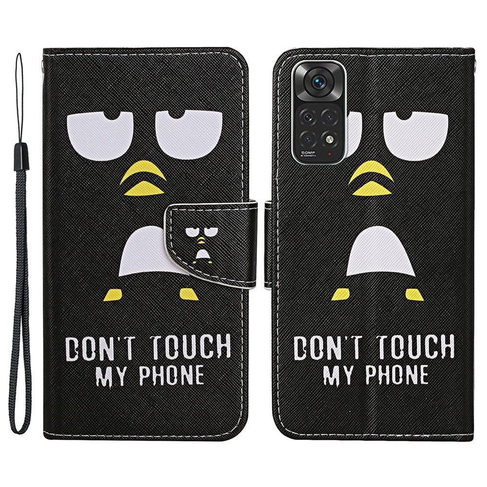 Pattern-Printing Leather Case for Xiaomi Redmi Note 11 4G (Qualcomm)/Note 11S 4G, Full Protection Strap Leather Phone Shell with Wallet and Stand