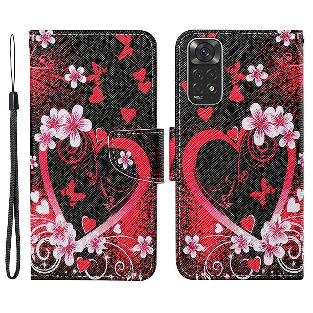 Pattern-Printing Leather Case for Xiaomi Redmi Note 11 4G (Qualcomm)/Note 11S 4G, Full Protection Strap Leather Phone Shell with Wallet and Stand