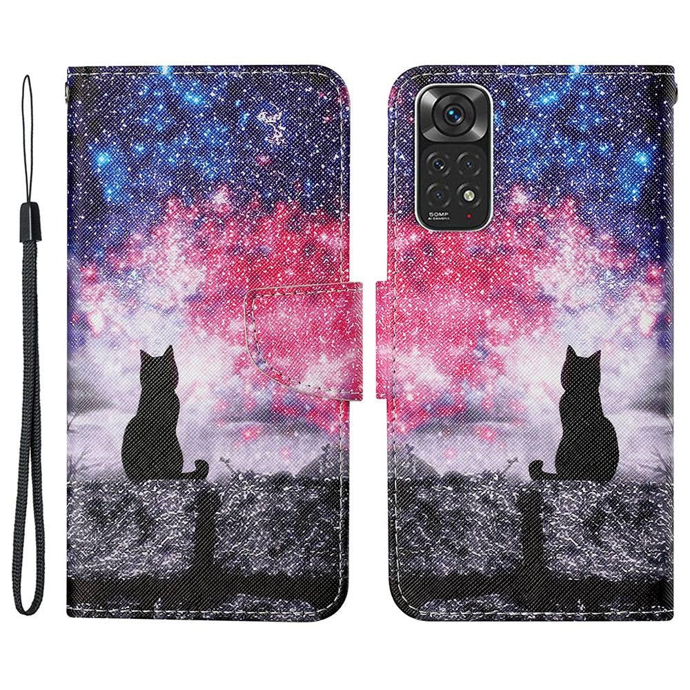 Pattern-Printing Leather Case for Xiaomi Redmi Note 11 4G (Qualcomm)/Note 11S 4G, Full Protection Strap Leather Phone Shell with Wallet and Stand