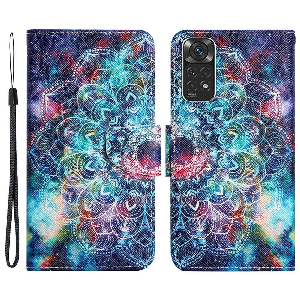 Pattern-Printing Leather Case for Xiaomi Redmi Note 11 4G (Qualcomm)/Note 11S 4G, Full Protection Strap Leather Phone Shell with Wallet and Stand
