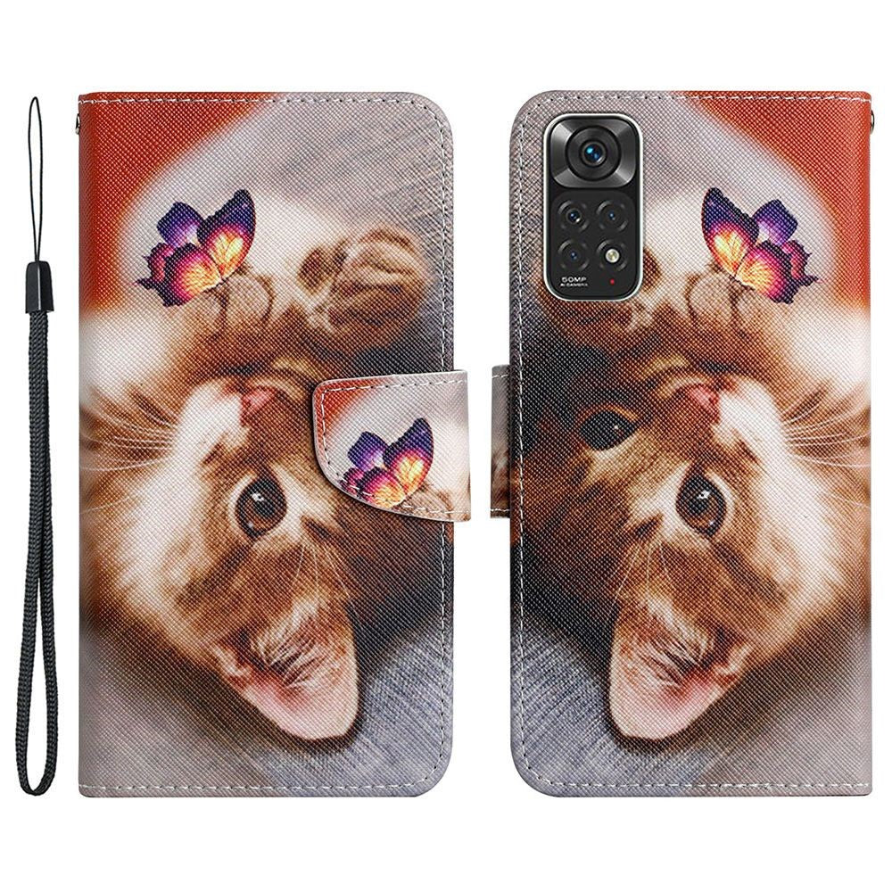 Pattern-Printing Leather Case for Xiaomi Redmi Note 11 4G (Qualcomm)/Note 11S 4G, Full Protection Strap Leather Phone Shell with Wallet and Stand