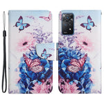 Pattern-Printing Leather Case for Xiaomi Redmi Note 11 Pro 4G (MediaTek)/Note 11 Pro 5G (Qualcomm), Cross Texture Leather Phone Shell with Strap Wallet and Stand