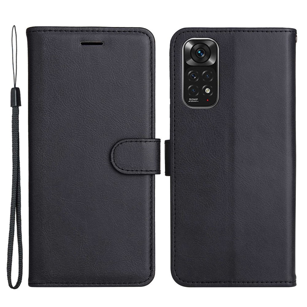 For Xiaomi Redmi Note 11 4G (Qualcomm) /  Note 11S 4G Case Solid Color Leather Mobile Cover Wallet Stand with Strap