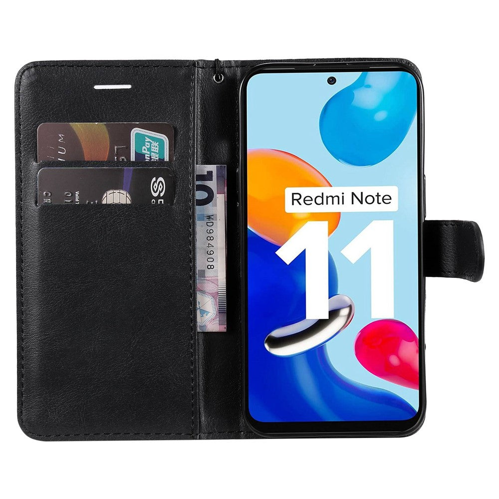 For Xiaomi Redmi Note 11 4G (Qualcomm) /  Note 11S 4G Case Solid Color Leather Mobile Cover Wallet Stand with Strap
