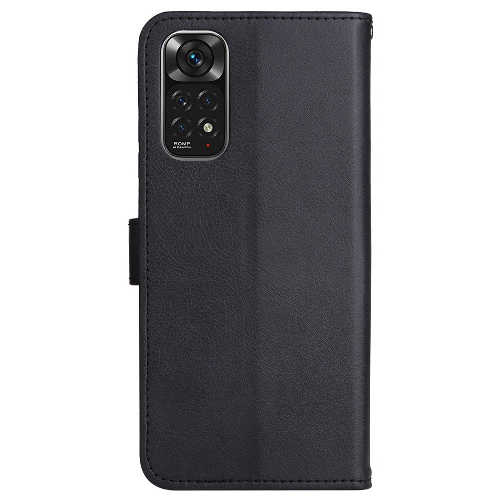 For Xiaomi Redmi Note 11 4G (Qualcomm) /  Note 11S 4G Case Solid Color Leather Mobile Cover Wallet Stand with Strap