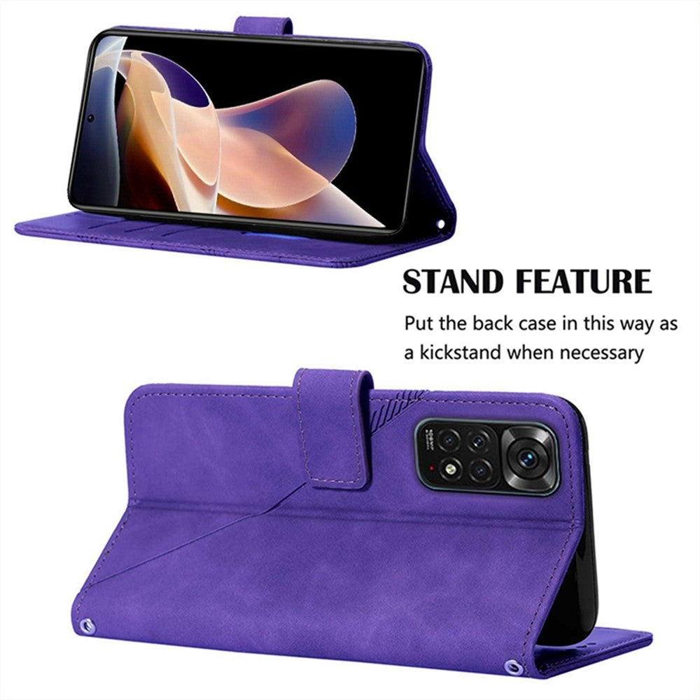 For Xiaomi Redmi Note 11S 4G / Redmi Note 11 4G (Qualcomm) Leather Case with Shoulder Strap Wallet Stand Phone Cover