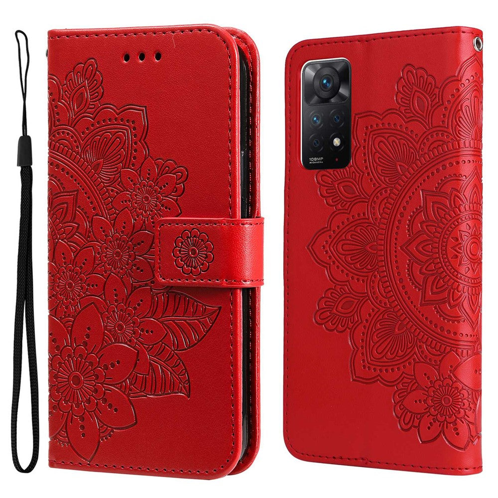 Xiaomi Redmi Note 12 Pro 4G / 11 Pro 4G (MediaTek) / Note 11 Pro 5G (Qualcomm) Remdesign Blompräglad Plånbok Läderställ Mobilskal