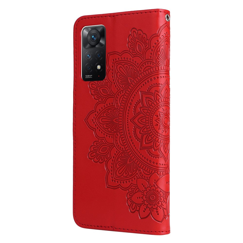Xiaomi Redmi Note 12 Pro 4G / 11 Pro 4G (MediaTek) / Note 11 Pro 5G (Qualcomm) Remdesign Blompräglad Plånbok Läderställ Mobilskal