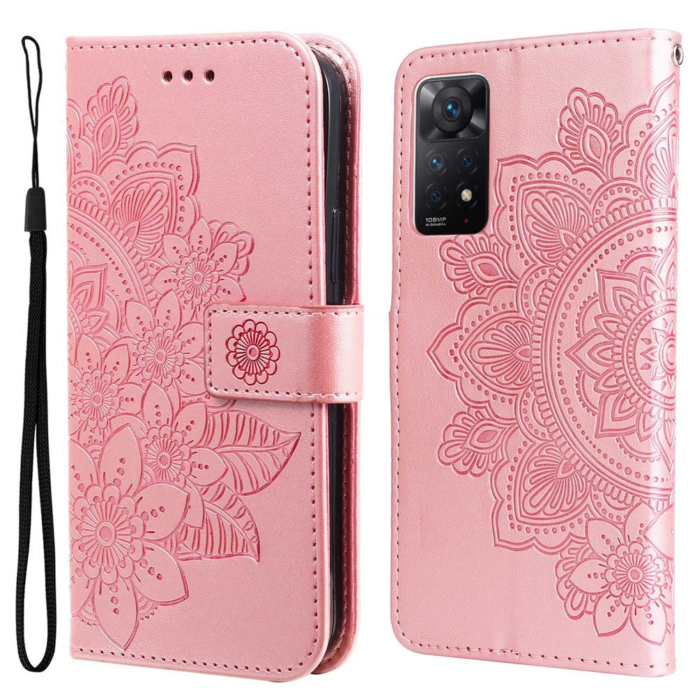 Xiaomi Redmi Note 12 Pro 4G / 11 Pro 4G (MediaTek) / Note 11 Pro 5G (Qualcomm) Remdesign Blompräglad Plånbok Läderställ Mobilskal