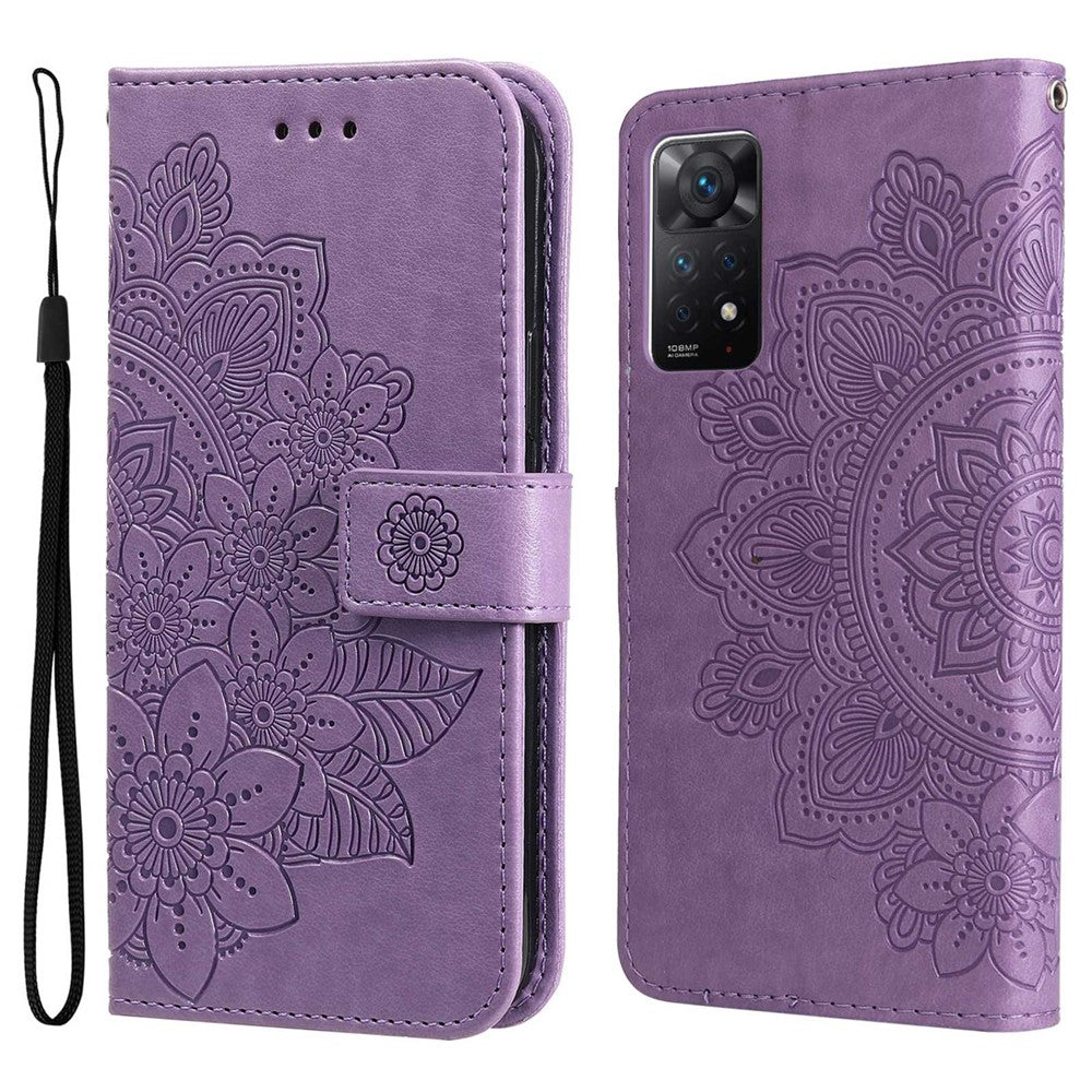 Xiaomi Redmi Note 12 Pro 4G / 11 Pro 4G (MediaTek) / Note 11 Pro 5G (Qualcomm) Remdesign Blompräglad Plånbok Läderställ Mobilskal