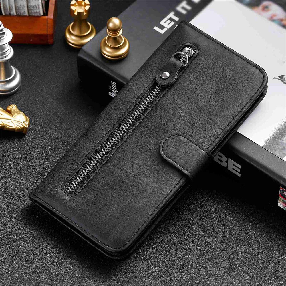 For Xiaomi Redmi Note 12 Pro 4G / 11 Pro 4G (MediaTek) / Note 11 Pro 5G (Qualcomm) PU Leather Cell Phone Bag Case Magnetic Clasp Zipper Pocket Wallet Phone Cover