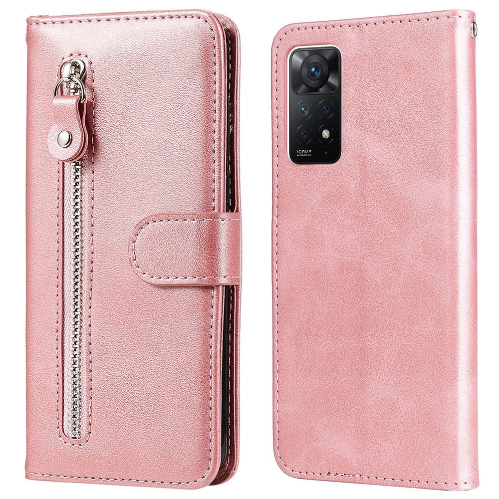 For Xiaomi Redmi Note 12 Pro 4G / 11 Pro 4G (MediaTek) / Note 11 Pro 5G (Qualcomm) PU Leather Cell Phone Bag Case Magnetic Clasp Zipper Pocket Wallet Phone Cover