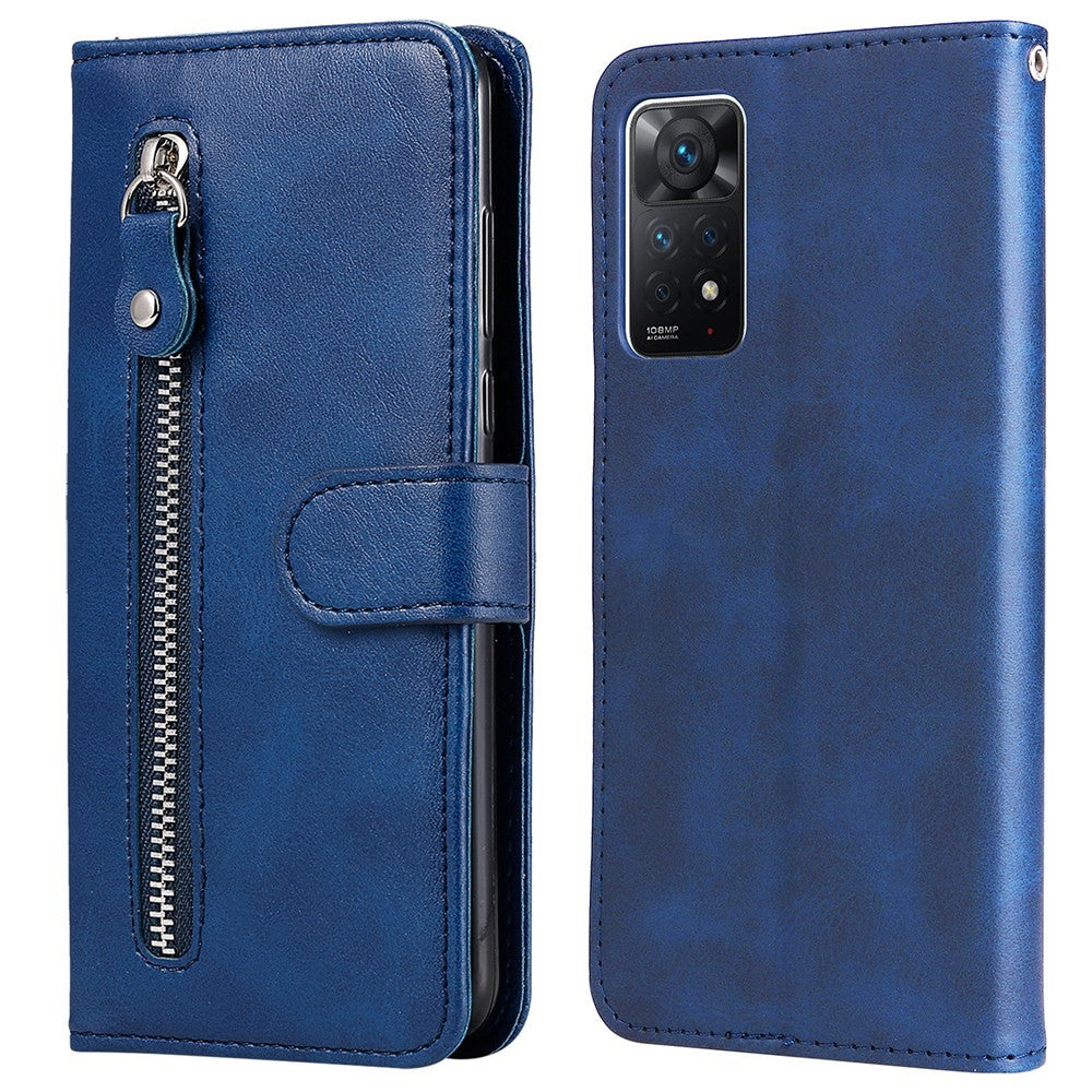 For Xiaomi Redmi Note 12 Pro 4G / 11 Pro 4G (MediaTek) / Note 11 Pro 5G (Qualcomm) PU Leather Cell Phone Bag Case Magnetic Clasp Zipper Pocket Wallet Phone Cover