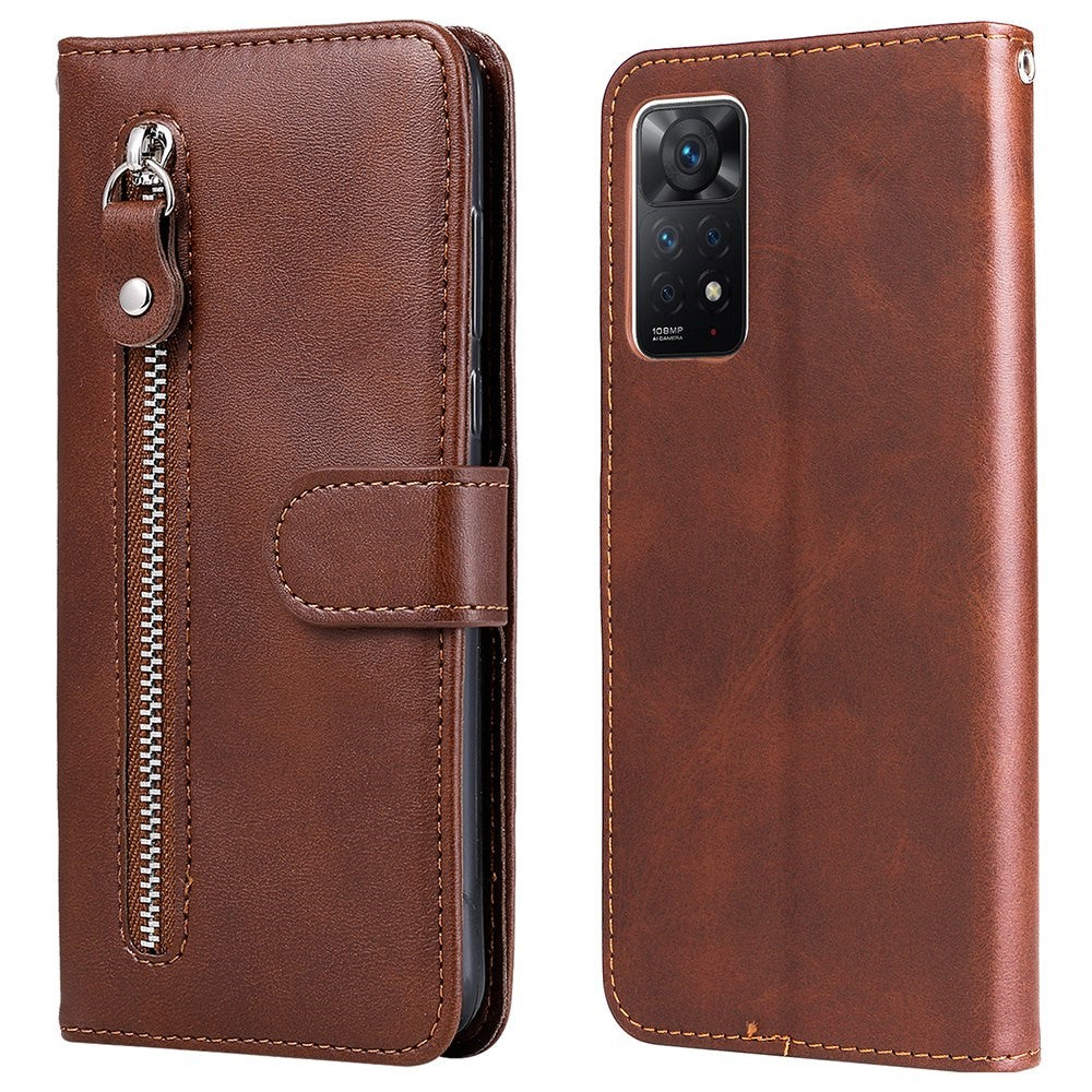 For Xiaomi Redmi Note 12 Pro 4G / 11 Pro 4G (MediaTek) / Note 11 Pro 5G (Qualcomm) PU Leather Cell Phone Bag Case Magnetic Clasp Zipper Pocket Wallet Phone Cover