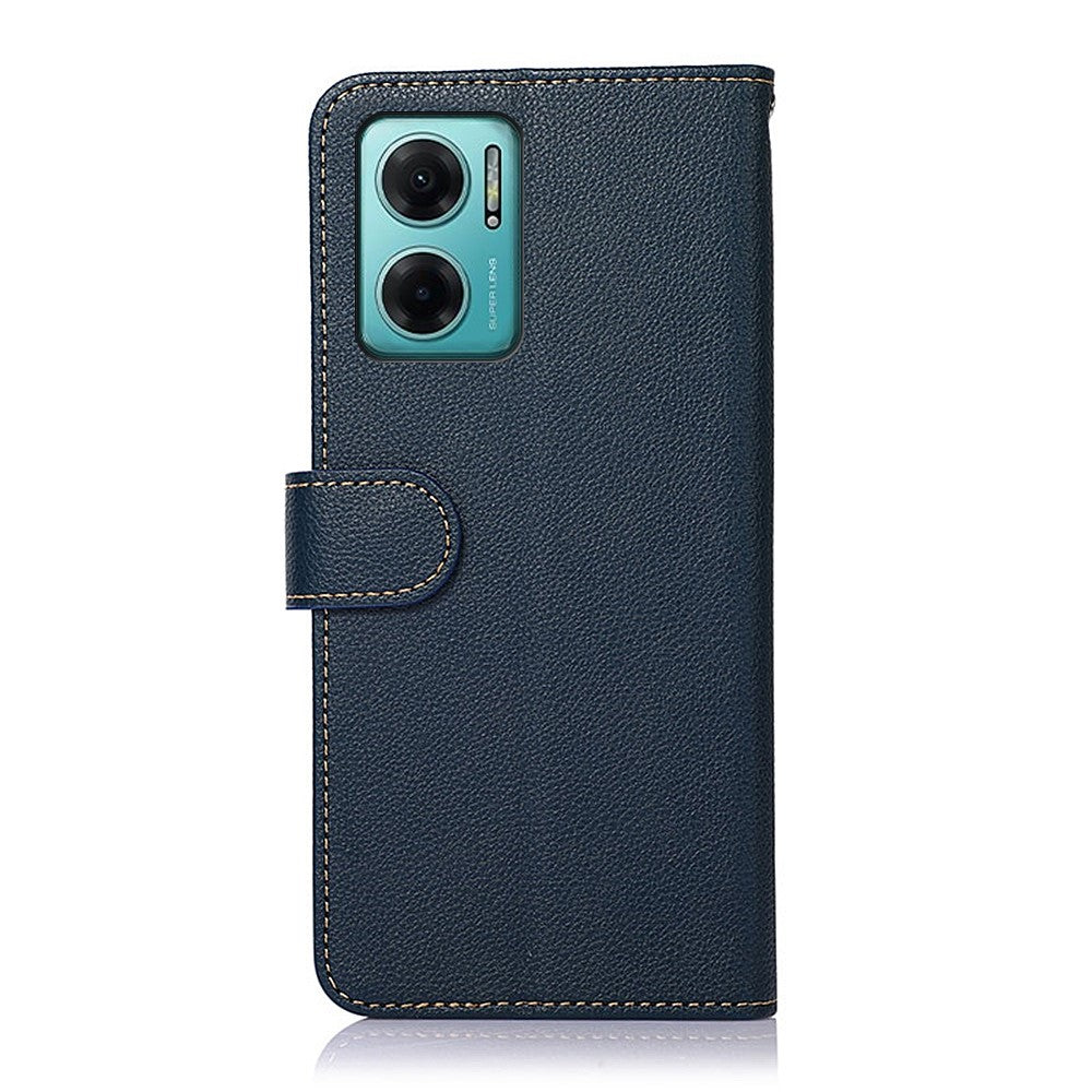 KHAZNEH för Xiaomi Redmi Note 11E 5G / Redmi 10 5G / Redmi 10 Prime+ 5G Plånboksstil RFID-blockerande stativmobilskal Litchitexturerat läder Stötdämpande fällbart skal med rem