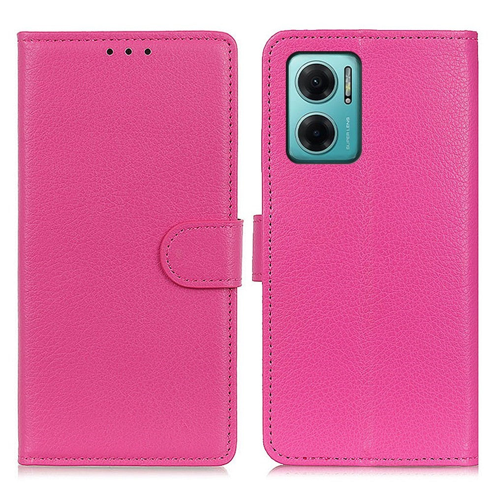 Litchitexturerat mobilskal för Xiaomi Redmi Note 11E 5G / Redmi 10 5G / 10 Prime+ 5G, vikbart stativ, plånbok i PU-läder, fullt skyddsskal