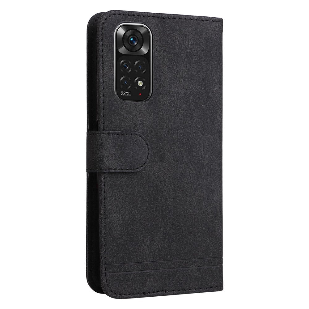 Xiaomi Redmi Note 11 4G (Qualcomm) / Note 11S 4G Läderplånboksfodral Skin Touch mobilfodral Stativ med Rem
