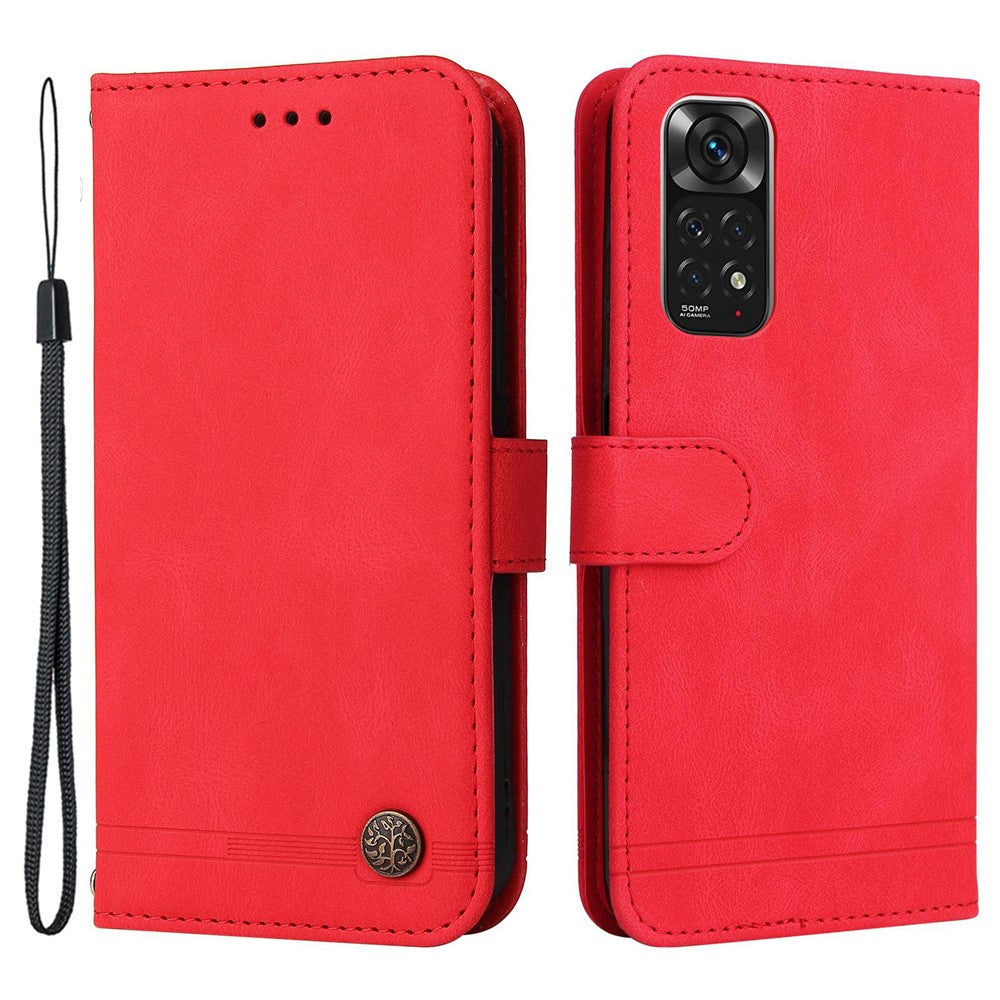 Xiaomi Redmi Note 11 4G (Qualcomm) / Note 11S 4G Läderplånboksfodral Skin Touch mobilfodral Stativ med Rem