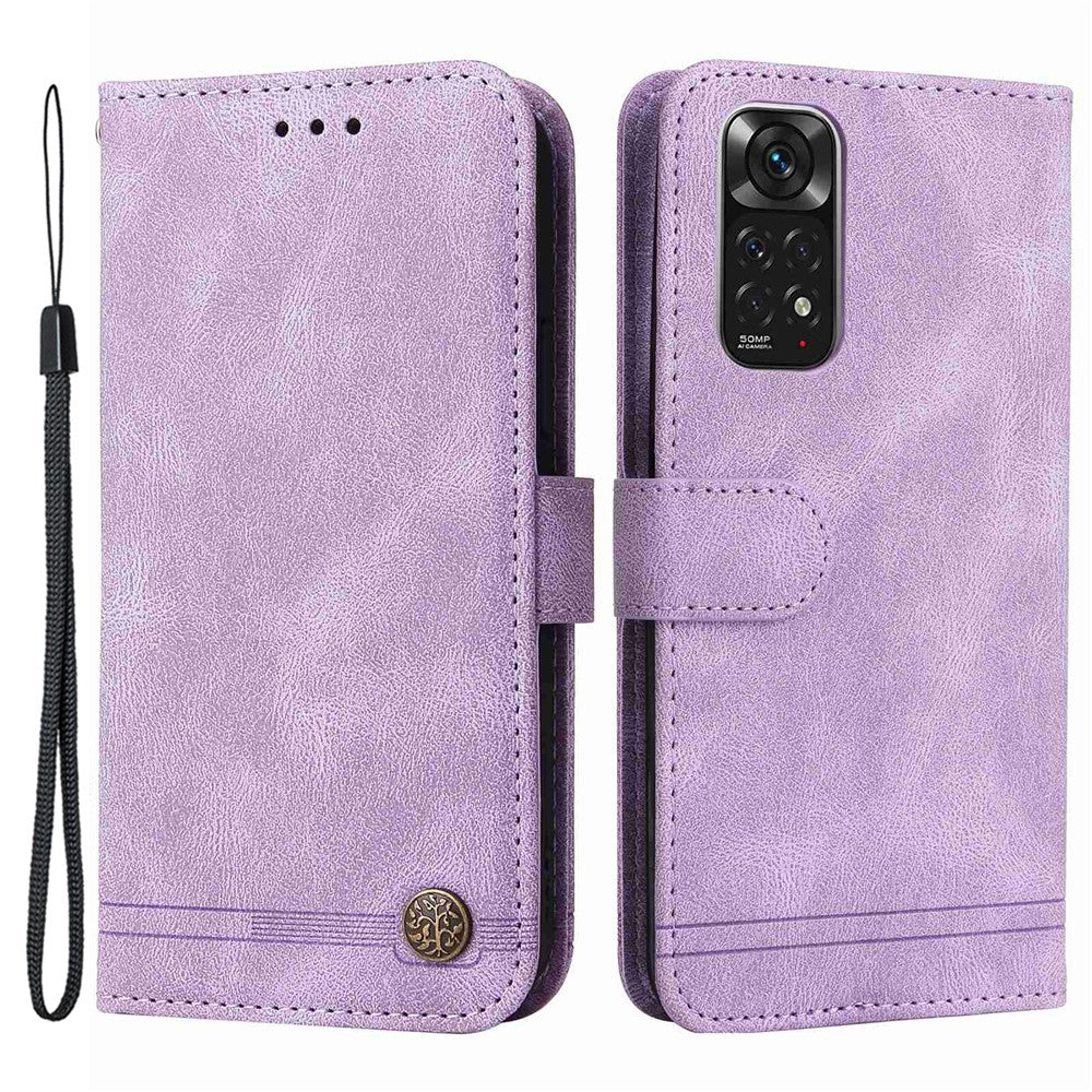 Xiaomi Redmi Note 11 4G (Qualcomm) / Note 11S 4G Läderplånboksfodral Skin Touch mobilfodral Stativ med Rem