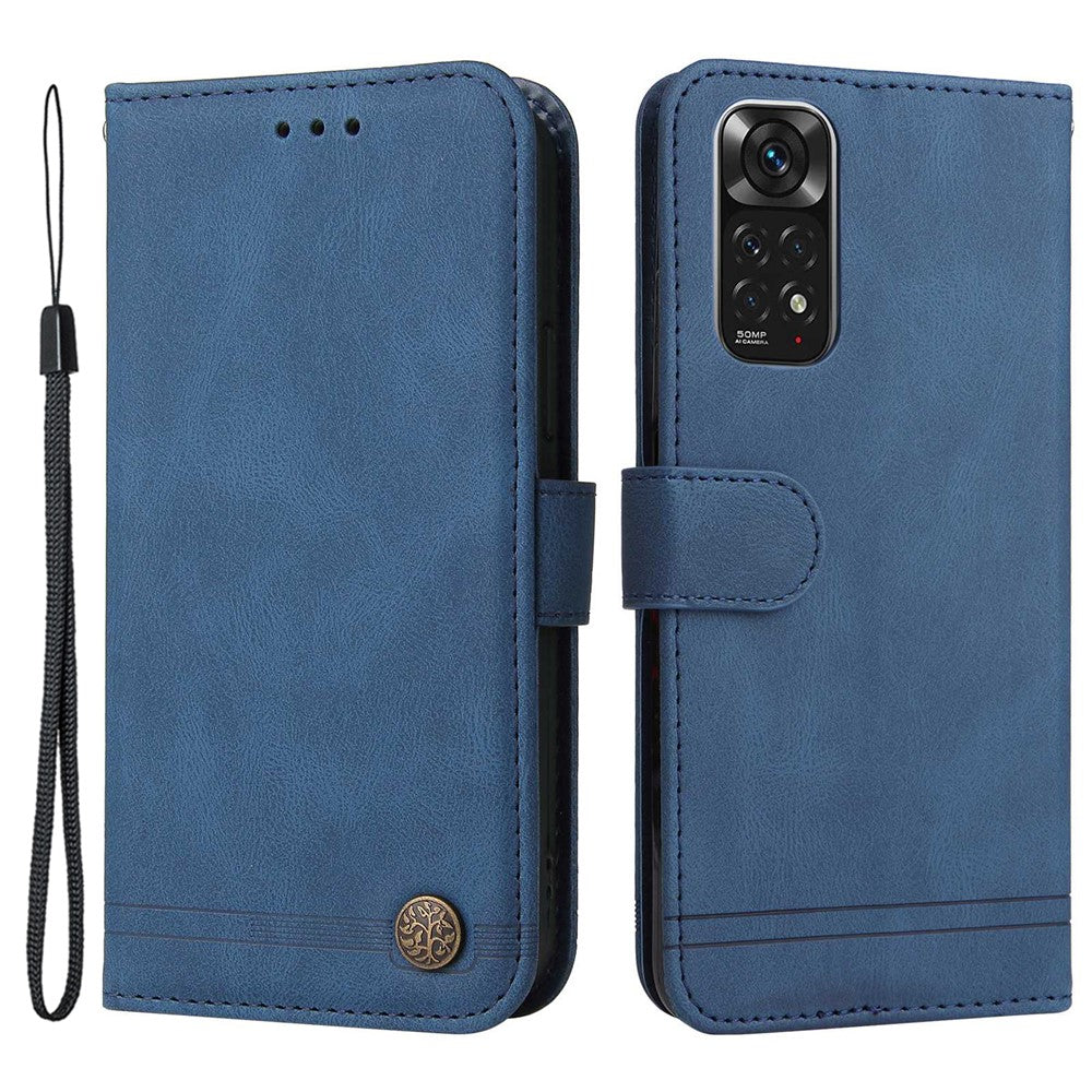 Xiaomi Redmi Note 11 4G (Qualcomm) / Note 11S 4G Läderplånboksfodral Skin Touch mobilfodral Stativ med Rem