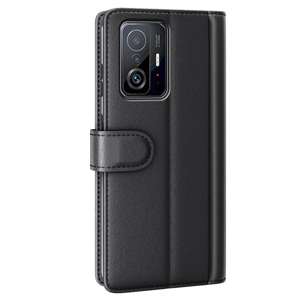 For Xiaomi 11T/11T Pro Split Genuine Leather Phone Case TPU Inner Shell Wallet Stand Folio Flip Cover