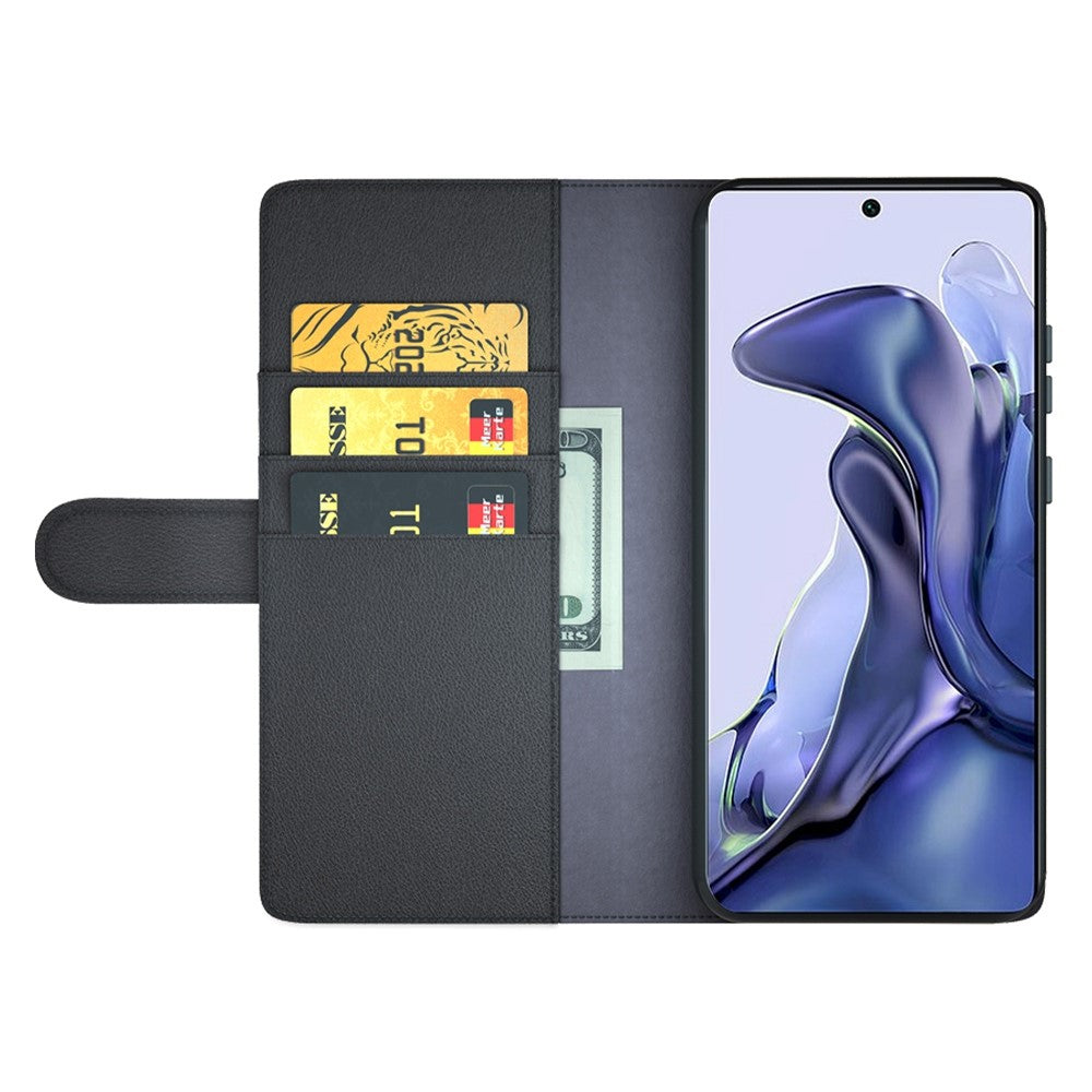 For Xiaomi 11T/11T Pro Split Genuine Leather Phone Case TPU Inner Shell Wallet Stand Folio Flip Cover