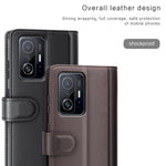 For Xiaomi 11T/11T Pro Split Genuine Leather Phone Case TPU Inner Shell Wallet Stand Folio Flip Cover