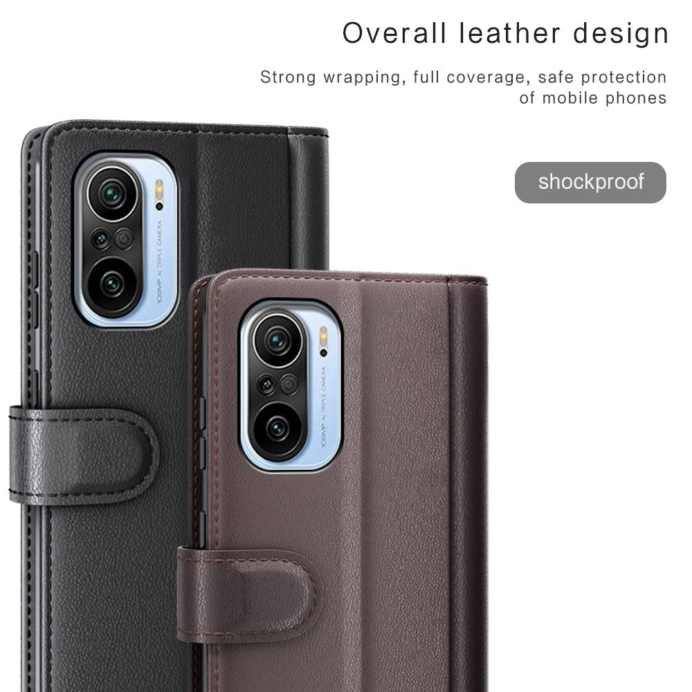 For Xiaomi Mi 11i/Poco F3/Redmi K40/Redmi K40 Pro/Redmi K40 Pro+ Split Genuine Leather Book Wallet Flip Case Full Protection Folio Stand View Cover Protector