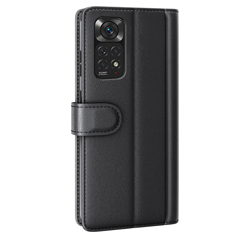 For Xiaomi Redmi Note 11 4G (Qualcomm)/Redmi Note 11S 4G Magnetic Split Genuine Leather Phone Case Soft TPU Viewing Stand Wallet Flip Folio Cover