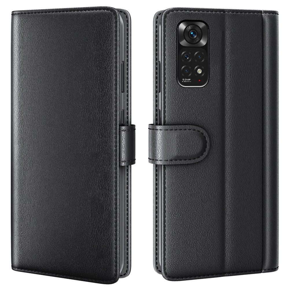 For Xiaomi Redmi Note 11 Pro 5G (Qualcomm)/Note 11 Pro 4G (MediaTek) Split Genuine Leather Flip Wallet Case Shockproof TPU Stand View Book Cover