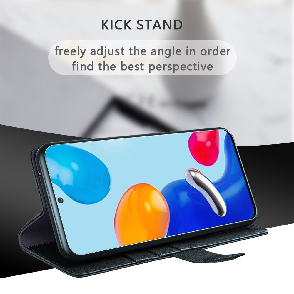 Xiaomi Redmi Note 11 Pro 5G (Qualcomm)/Note 11 Pro 4G (MediaTek) Delat äkta läderfodral med fällbart mönster, stötsäkert TPU-fodral, stativ och bokomslag