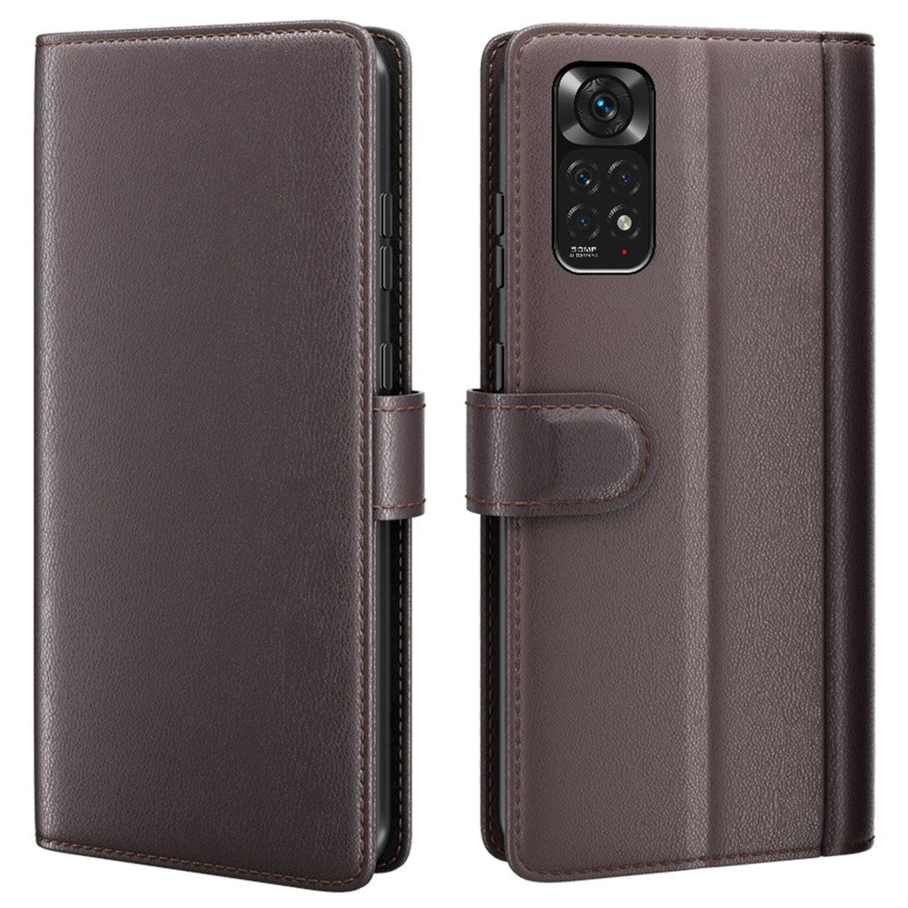 Xiaomi Redmi Note 11 Pro 5G (Qualcomm)/Note 11 Pro 4G (MediaTek) Delat äkta läderfodral med fällbart mönster, stötsäkert TPU-fodral, stativ och bokomslag