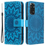 KT Imprinting Flower Series-1 Mandala Imprint PU Leather Cover for Xiaomi Redmi Note 11S 4G/Note 11 4G (Qualcomm), Sunflower Pattern Imprinting Wallet Stand Phone Shell