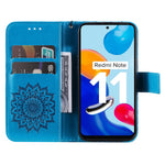 KT Imprinting Flower Series-1 Mandala Imprint PU Leather Cover for Xiaomi Redmi Note 11S 4G/Note 11 4G (Qualcomm), Sunflower Pattern Imprinting Wallet Stand Phone Shell