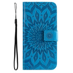 KT Imprinting Flower Series-1 Mandala Imprint PU Leather Cover for Xiaomi Redmi Note 11S 4G/Note 11 4G (Qualcomm), Sunflower Pattern Imprinting Wallet Stand Phone Shell