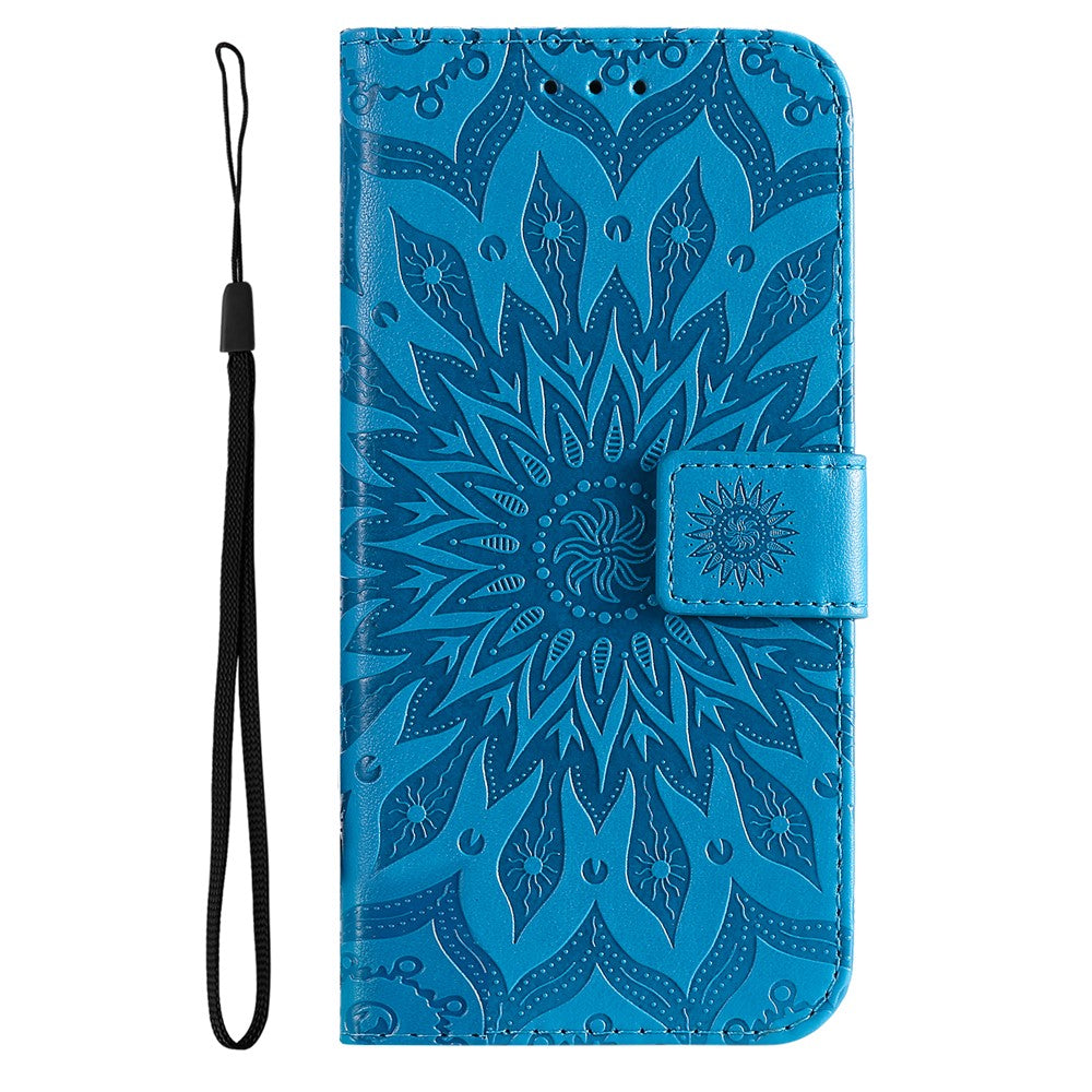 KT Imprinting Flower Series-1 Mandala Imprint PU Leather Cover for Xiaomi Redmi Note 11S 4G/Note 11 4G (Qualcomm), Sunflower Pattern Imprinting Wallet Stand Phone Shell
