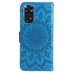 KT Imprinting Flower Series-1 Mandala Imprint PU Leather Cover for Xiaomi Redmi Note 11S 4G/Note 11 4G (Qualcomm), Sunflower Pattern Imprinting Wallet Stand Phone Shell