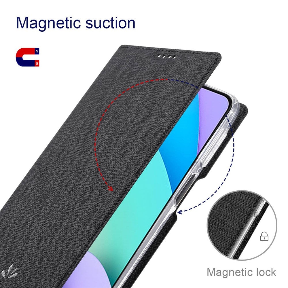 VILI DMX-serien för Xiaomi Redmi Note 11 4G (Qualcomm)/Note 11S 4G korthållare kollisionsskyddande PU-lädermobilfodral stativskyddande fodral