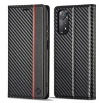 LC.IMEEKE stødsikkert flip-pungetui til Xiaomi Redmi Note 11 4G (Qualcomm)/Note 11S 4G, PU-læder med kulfibertekstur, stativ, magnetisk, selvabsorberende mobilcover