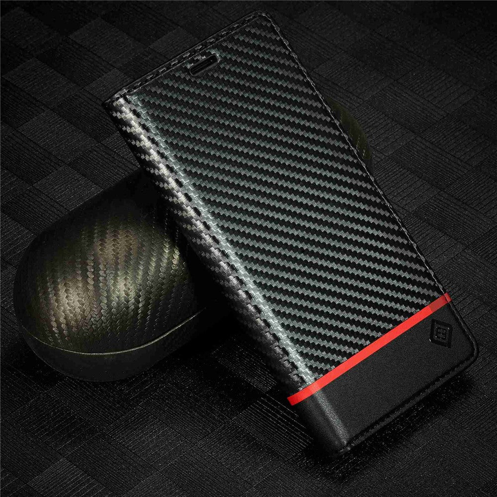 LC.IMEEKE För Xiaomi 11 Lite 5G NE/Mi 11 Lite 5G/4G Flip-plånboksfodral, PU-läder, kolfibertextur, stativ, magnetiskt, självabsorberande folio-mobilskal