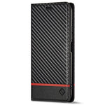 LC.IMEEKE För Xiaomi 11 Lite 5G NE/Mi 11 Lite 5G/4G Flip-plånboksfodral, PU-läder, kolfibertextur, stativ, magnetiskt, självabsorberande folio-mobilskal