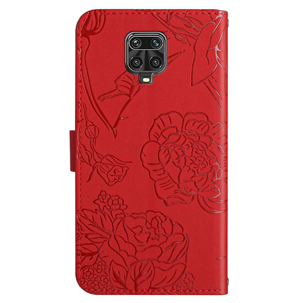 For Xiaomi Redmi Note 9 Pro/Note 9 Pro Max/Note 9S Butterfly Flower Imprinting Pattern Wallet Flip Case PU Leather Bookstyle Stand Magnetic Cove with Shoulder Strap