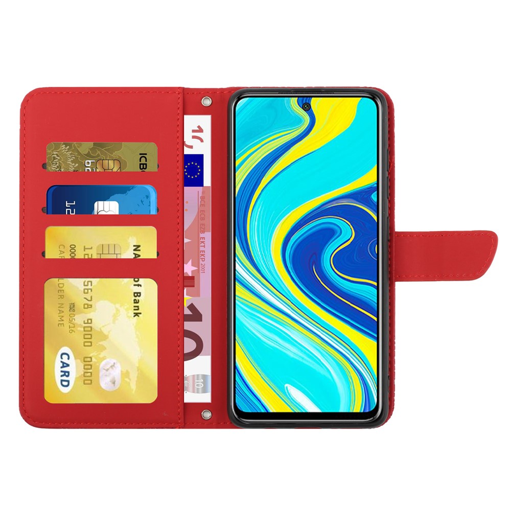 For Xiaomi Redmi Note 9 Pro/Note 9 Pro Max/Note 9S Butterfly Flower Imprinting Pattern Wallet Flip Case PU Leather Bookstyle Stand Magnetic Cove with Shoulder Strap