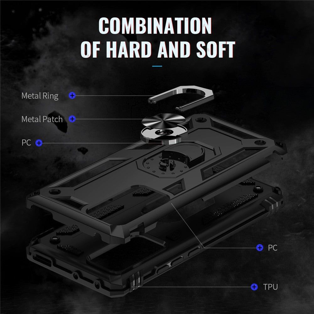 For Xiaomi 12/12X/12S 5G Phone Case, Anti-scratch Hard PC Soft TPU Protective Cover with Rotatable Ring Kickstand