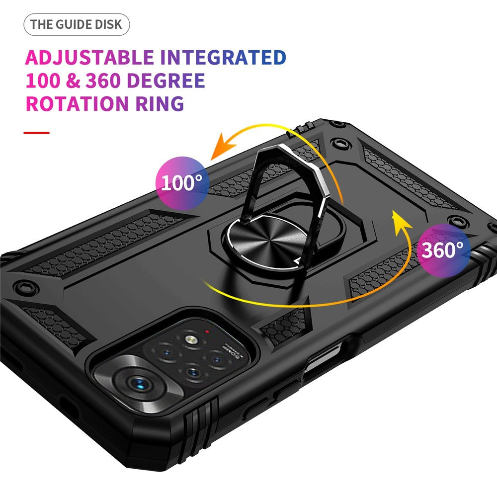 For Xiaomi Redmi Note 11S 4G/Note 11 4G (Qualcomm) Phone Case Anti-Scratch Shockproof Hard PC Soft TPU Protective Cover with Rotatable Ring Kickstand