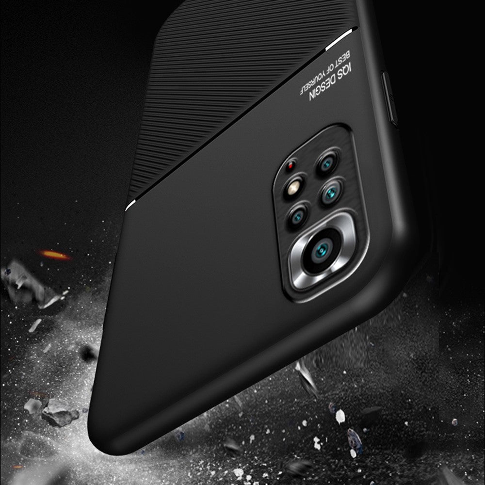 Xiaomi Redmi Note 11S 4G/Note 11 4G (Qualcomm) Ultratunt mobilskal med tryck i PU-läder + TPU-fodral med inbyggd magnetisk metallplåt