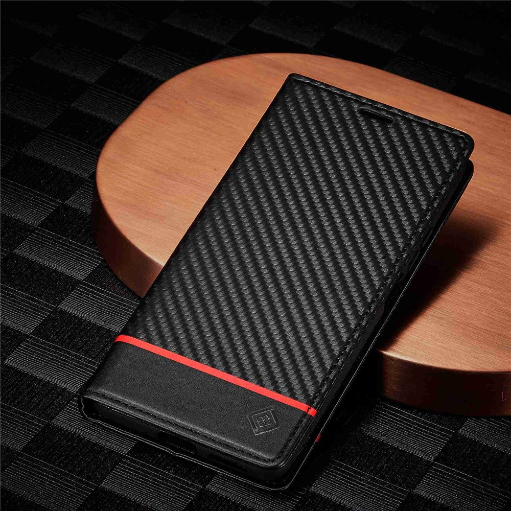 LC.IMEEKE Carbon Fiber Texture Leather Flip Case for Xiaomi 11T/11T Pro, Wallet Style Magnetic Auto-absorbed Stand View Protective Phone Cover