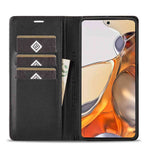 LC.IMEEKE Carbon Fiber Texture Leather Flip Case for Xiaomi 11T/11T Pro, Wallet Style Magnetic Auto-absorbed Stand View Protective Phone Cover