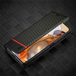 LC.IMEEKE Carbon Fiber Texture Leather Flip Case for Xiaomi 11T/11T Pro, Wallet Style Magnetic Auto-absorbed Stand View Protective Phone Cover