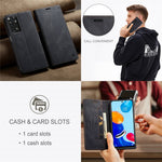 AUTSPACE A01 Series for Xiaomi Redmi Note 11 4G (Qualcomm)/Note 11S 4G PU Leather Case RFID Blocking Wallet Stand Flip Cover